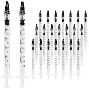 30 Pack 1ml Luer Lock Syringe without Needle - 1cc Plastic Syringes for Liquid, Individually Sterile Sealed with Cap, for Colostrum Collection, Oral, Pet Feeding, Glue, Oils