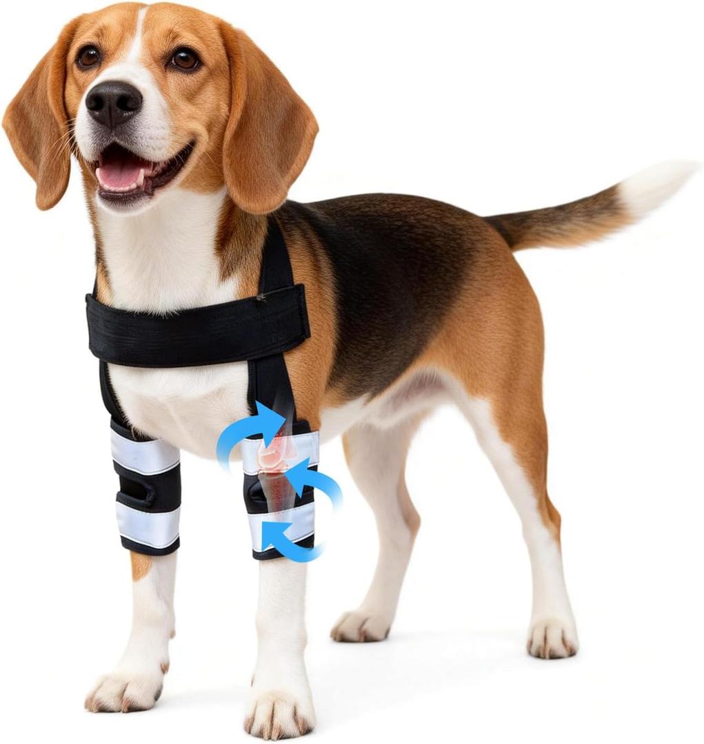 Dog Front Leg Brace - Knee/Carpal/Wrist Support for Dogs, Adjustable Dog Elbow Brace with Shoulder Support, Reflective Dog Elbow Protector for Pain Relief & Better Recovery, Small