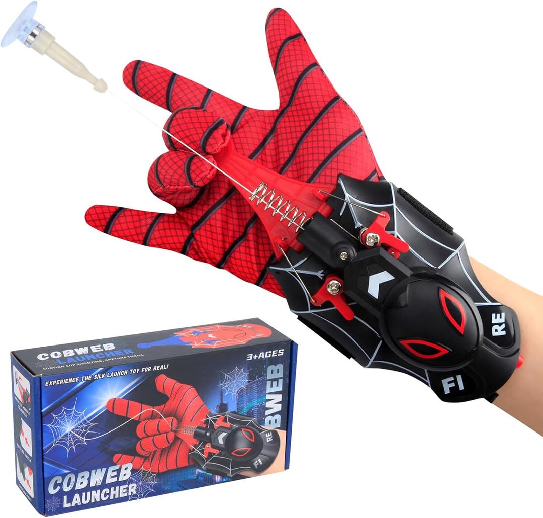 Spider Web Shooter, Spider Web Launcher, USB Charging one-Click Recovery,Cool Toy Things for Superhero Fans Suitable for Men and Kids (Spider Black)