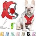 Patas Lague Dog Harness with Leash Set Adjustable Soft Padded Step-in Dog Vest No Choke No Pull Reflective for Small Medium Pets with Poop Bags and Dispenser, Solid and No-chew, Red M (M (Neck 19.3-23.3'' Chest 22.5-25.6''))