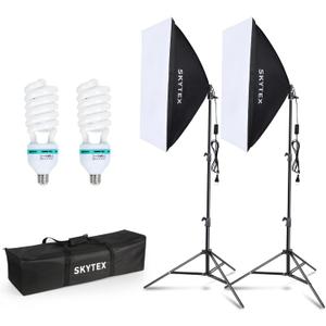 Skytex Softbox Lighting Kit 2Pack, 20x28in Soft Box | 135W 5500K E27 CFLBulb Continuous Photography Lighting, Photo Studio Lights Equipment for Camera Shooting, Video Recording