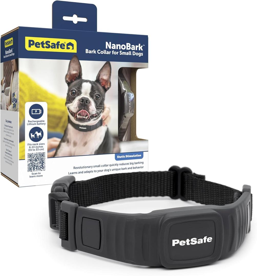 PetSafe NanoBark Collar - Long-Lasting Lightweight Mini Bark Deterrent Collar with Multiple Static Stimulation Levels - Customizable & Easy-to-Use - Waterproof & Rechargeable