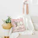 HONLUNG Winter Snowman Throw Pillow Covers 18x18,Pink Christmas Decorative Pillows Cover,Hello Winter Pillow Cover Decor for Home Sofa Bedroom