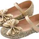 Flower Girl Shoes Wedding Party Princess Shoes Girls Dress Shoes for Kid Toddler (Beige)