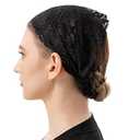 PAMOR Stretchy Rose Lace Headband Floral Headwrap Chapel Veils Latin Mass Head Covering Catholic Church Veil with Bobby Pins (Black)