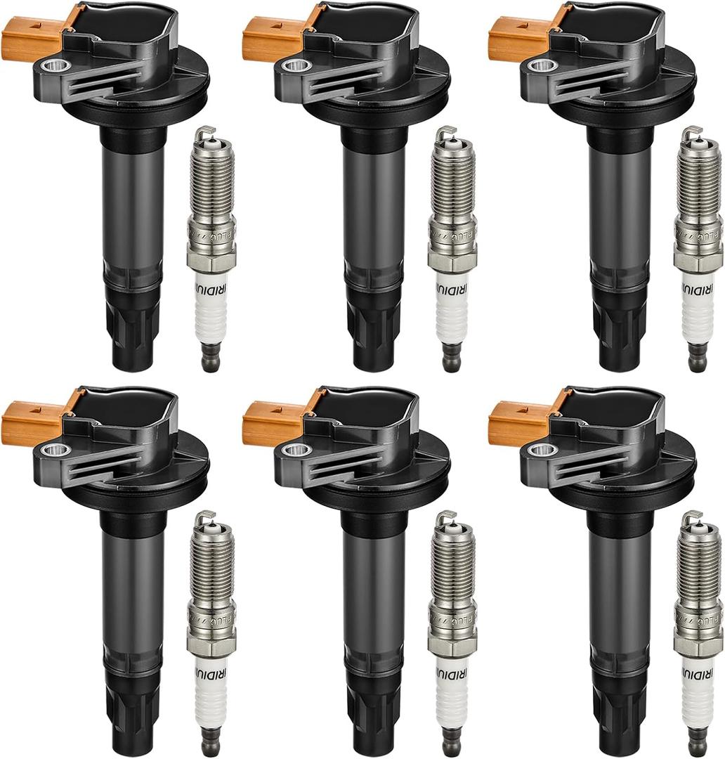 BDFHYK Ignition Coils UF646 and Iridium Spark Plug SP534 Compatible with Lincoln MKS MKT Navigator F-150 Transit-150 250 350 HD Flex Explorer Taurus V6 3.5L Replaces DG549 C1814 NP6134 Set of 6