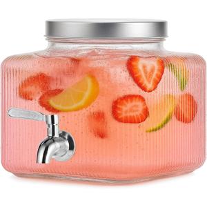 1 Gallon Drink Dispensers for Parties,Beverage Dispenser for Fridge with Leakproof Stainless Steel Spigot, Ideal for Water, Lemonade, Juice, Iced Tea