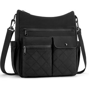 BAGSMART Crossbody Bags for Women, Puffy Handbags Shoulder Purses for Women, Travel Tote Bag with Multi Pockets (Black)