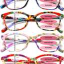 Progressive Multifocus Reading Glasses for Women Pattern Print Blue Light Blocking Spring Hinge Computer Multifocal Ladies Readers(4 Mix Color, 1.25, x)