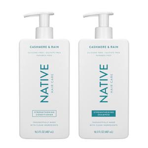 Native Cashmere & Rain Strengthening Shampoo and Conditioner Set 16.5 oz each, Blue