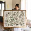 LARGE VINTAGE BOTANICAL TEXTILE WALL ART