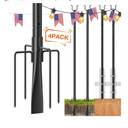 4 Pack String Light Poles Pro, Aluminum Waterproof Harder 9FT Light Poles for Outside String Lights with Hooks for Hanging, Patio, Garden, Deck, Backyard - Classic Black