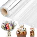 FunooFuno 40in x 150ft Clear Cellophane Wrap Extra Wide, Transparent Cellophane Paper Roll for Gift Basket, Cookies, Candy, Flower Bouquet, Soap Packaging