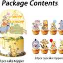 25 Pcs Cute Happy Birthday Cake Toppers, Cartoon Cake Topper, Perfect for Birthday Parties and Holiday Celebrations. (B)
