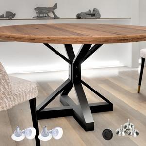 28In Modern Table Base Metal Pedestal Dinning Table Legs with Suction Cups, Heavy Duty Desk Base for Marble,Glass,Wood Top (Black)