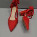 Coutgo Women's Chunky Heels Ankle Strap Pointed Toe Pumps, Size 8