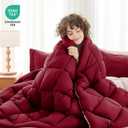 MUXHOMO 7 Pieces Full Comforter Set, Reversible Bed in a Bag Full Size, All Season Bedding Set with Comforter, Flat Sheet, Fitted Sheet, Pillowcases & Shams, Burgundy & Rose Gold