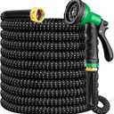 Garden Hose 100 ft, 2028 New No Kink Expandable Water Hose 100ft, 10 Function Nozzle, Leak-proof Solid Metal Fittings, 3750D Outer Fabric, Durable Collapsible Latex Core, Ultra Lightweight & Flexible