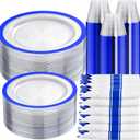 I00000 210 Pcs Dark Blue Plastic Plates, Clear Disposable Plates for 30 Guests, Blue Dinnerware Include 30 Dinner Plates 30 Dessert Plates, 30 Cups, 30 Pre Rolled Napkins with Cutlery Set for Party