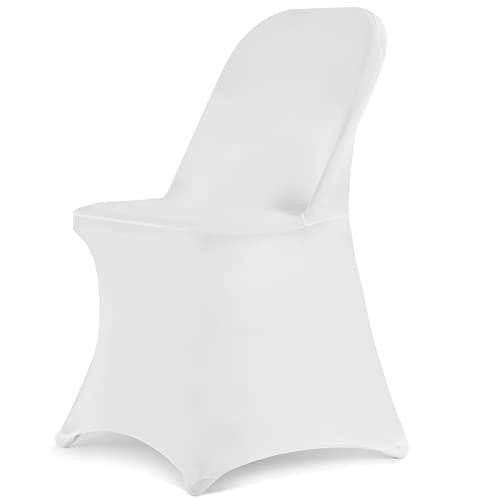 HAINARverS Stretch Spandex Folding Chair Covers 30PCS Universal Fitted Chair Cover Protector for Wedding,Party, Banquet, Holidays, Celebration, Decoration(White, 20  PCS)