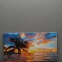 Beach Wall Art Palm Tree Wall Art Bathroom Sunset Coastal Landscape Pictures Tropical Wall Decor for Living Room Canvas Ocean Seascape Poster Nature Painting Print Bedroom Office Home Decoration 12x16