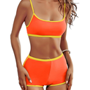 AngiMelo High Waisted Bikini Sets for Women Two Piece Tummy Control Swimsuits Modest Bathing Suit Shorts Swim Suits Teens(M), Orange Bikini Set
