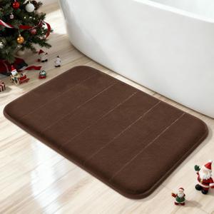Yimobra Brown Bath Mat, Super Soft Absorbent Memory Foam Bathroom Rug Non Slip, Quick Dry, Machine Washable Floor Carpet for Tub Shower, Home Decor Accessories, 24x17