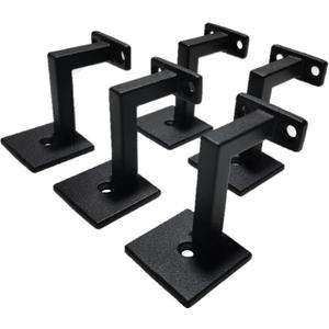 Square Handrail Brackets for Staircase Stair Railing Brackets with Screws (Pack of 5) (Textured Black)