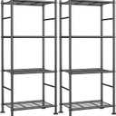 2-Pack 4-Tier Metal Storage Shelves, 18.4"x12.6"44.1", Black, 18.1W x 12.3D x 44.1H