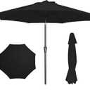 PatioKingdom 9FT Patio Outdoor Umbrella-UPF 50+ Sun Shade with Wind Vent, Push-Button Tilt & Smooth Crank Lift, Rust-Resistant Fiberglass Frame for Garden, Backyard,Yard (Black)