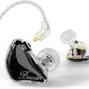 BASN in Ear Monitor Headphones, Triple Driver IEM Earphones with Powerful Bass, Noise Isolation HiFi Stereo Wired Earbuds for Musicians Singers Drummers (Black)