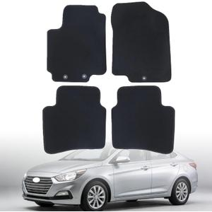 GXARTS Car Waterproof Floor Mats Carpet Full Set Compatible with Hyundai Accent 2012 2013 2014 2015 2016 2017 | All-Weather Protect, Black Velour Automobile Floor Liner Accessories