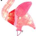 JOYIN Lighted Flamingo Christmas Decorations Outdoor, 30 LED Warm White Flamingo Lights for Christmas Yard Decor, Light Up Xmas Lawn Ornaments with Metal Stakes for Outside Porch Garden