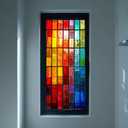 IVN Window Privacy Film Rainbow Mosaic Stained Glass Window Film Decorative Static Cling Non Adhesive Removable Reusable Window Cling for Bathroom Shower Windows Anti Glare UV Blocking 17.7x39.3 Inch