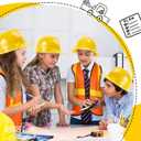 Hillban 48 Pcs Kids Construction Worker Costumes Includes 24 Pcs Construction Vests and Hats for Kids Birthday Party Halloween Worker Costume Cosplay Favor Decoration (Orange)