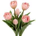DILATATA 6 Pcs Artificial Tulips Flowers Pink Real Touch Fake Latex Tulips Flowers for Mother's Day 14" Faux Tulip Faux Flower for Vase Centerpieces Home Wedding Bouquet