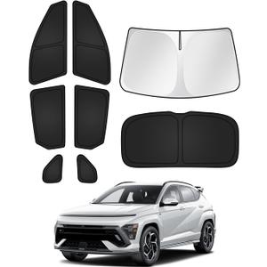 Canvcle Sunshades for Hyundai Kona 2024 2025 2026 Accessories Windshield Sun Shade Side Rear Window Shade Cover Sun Visor Shield Privacy Protection Keep Vehicle Cool Black 8PCS