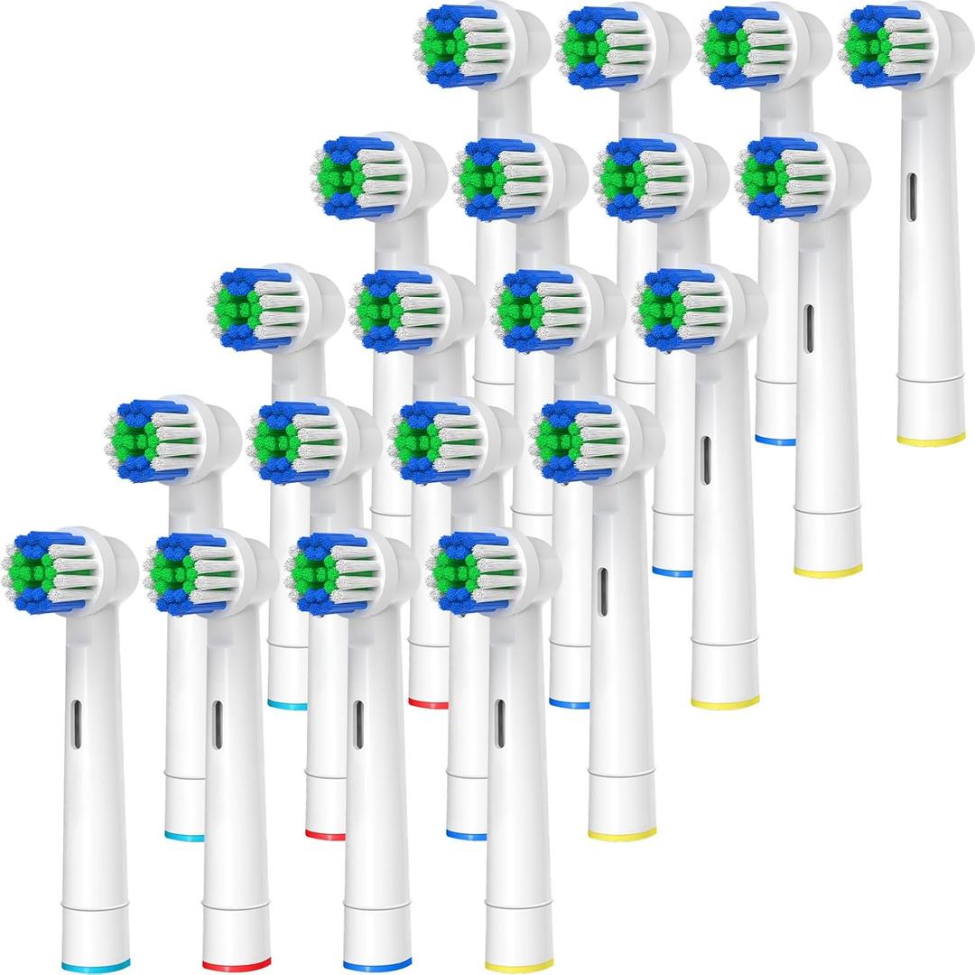 Replacement Toothbrush Heads Compatible with Oral-B Braun, 20 Pcs Professional Electric Toothbrush Brush Heads for Oral B Replacement Head Refill Pro 500/1000/1500/3000/3757/5000/7000/7500/8000 (White - Adult)