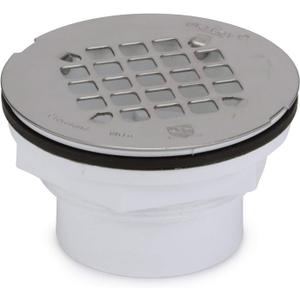 Oatey 42097 101 PS PVC-Solvent Weld Shower Drain with Stainless Steel Strainer, 2-Inch