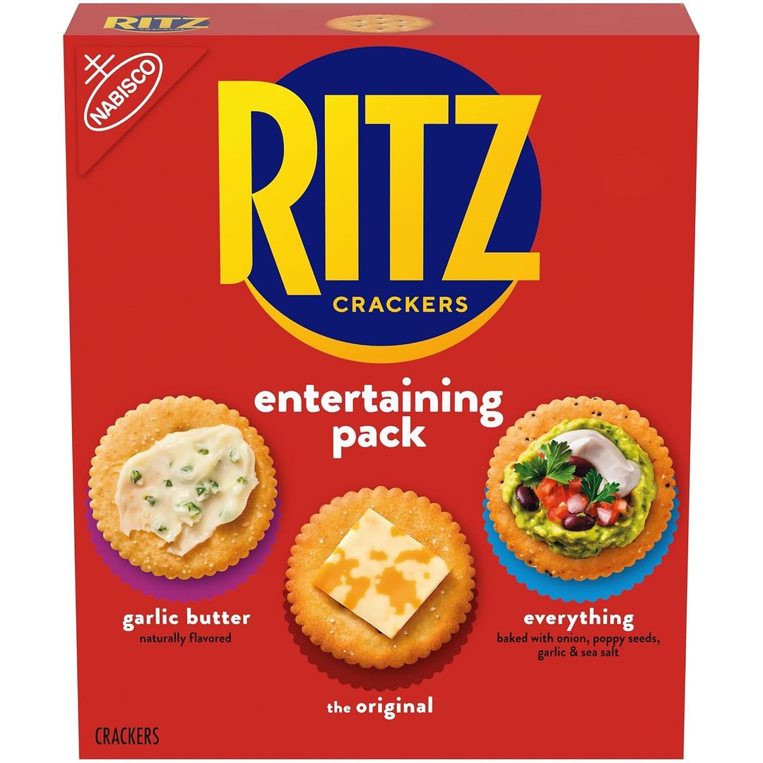 RITZ Crackers Entertaining Variety Pack with Original, Everything, and Garlic Butter Crackers, Snacks for Kids and Adults, Party Snacks, 10.3 oz (EXP 02/13/26)
