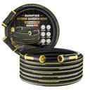 Sunifier Hybrid Rubber Garden Hose 5/8 Inch, 25 ft Heavy Duty Kink-Free Water Hose, 3-Layer Reinforced, 600 PSI Burst Pressure, Water Safe, All-Weather Flexible Hoses for Yard, Lawn (Black,25 ft)