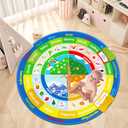 Smikoo Baby Crawling Play Mat for Floor, Cotton Educational Tummy Time Area Rug for Learning Month Weather Season, Round Non-Slip Super Soft Playmat for Playing Gym Activity for Infants Toddlers