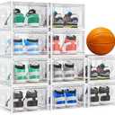 caktraie 10 Pack Thicken Shoe Organizer Stackable,Upgraded Sturdy Shoe Storage Box with Magnetic Door,Shoe Containers For Sneaker Display,Hat Organizer,White 