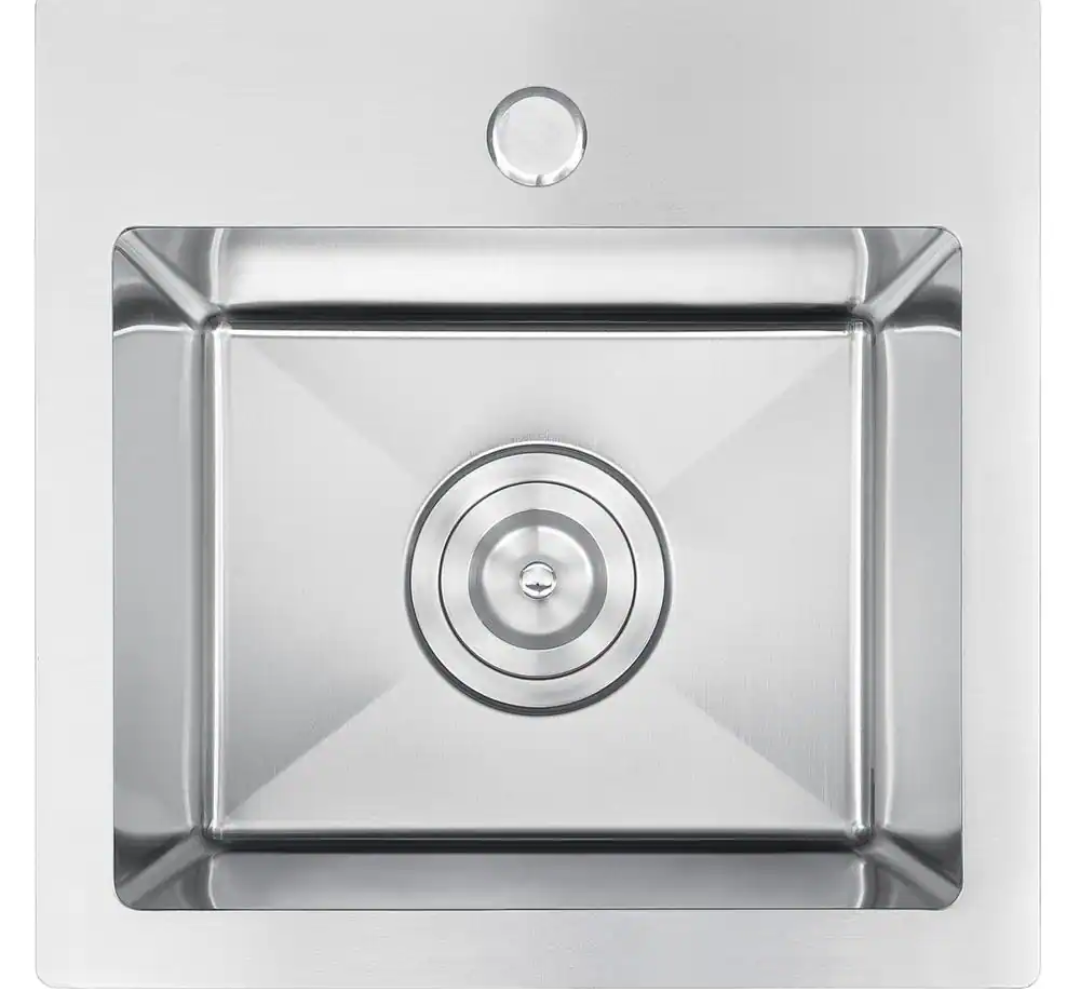 15x15 Inch Bar Sink Undermount, 18 Gauge Stainless Steel Small Kitchen Sink, Handmade Single Bowl Wet Bar Sink with Rinse Grid (Brushed)