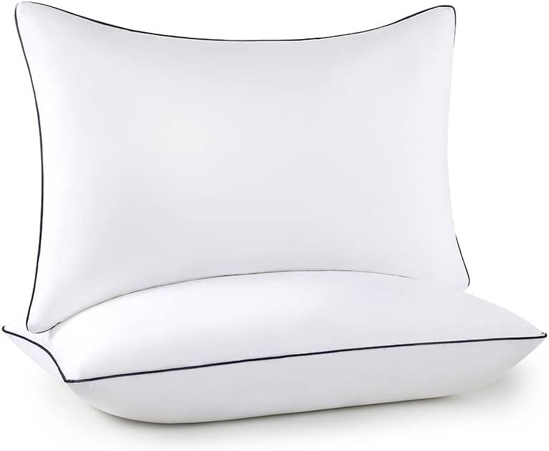 Bed Pillows 2 Pack - King Size Cooling Pillows for Sleeping Set of 2 for Side Back and Stomach Sleepers, Down Alternative Filling Luxury Soft Supportive Plush Pillows(White, King)