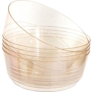 Hioasis 8 Pack Plastic Serving Bowls 128oz Gold Glitter Plastic Bowls Heavy Duty Disposable Serving Bowls for Party Snack & Salad & Candy & Bar Buffet