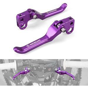 NICECNC Brake Levers Foldable Clutch Levers Front Rear Compatible with Surron Light bee X/S/ L1E Compatible with Segway X160 X260, 6061 Aluminum CNC Adjustable Handle Brake Lever, Purple