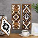 Tatuo 6 Pcs Western Aztec Wall Decor Southwestern Wall Art Boho Farmhouse Geometric Tribal Diamond & Rectangle Wooden Hanging for Home Bedroom Living Room Decor