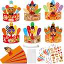 ceiba tree DIY Fall Thanksgiving Turkey Crowns Crafts Activities for Kids Headbands Hats Craft Kits 12 PCS Party Decoration Supplies School Holiday
