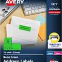 Avery Printable Address Labels with Sure Feed, 1" x 2-5/8", Neon Green, Laser & Inkjet Compatible, 750 Blank Labels Total, Great for Branding, Mailing, Organizing, and More (5971)